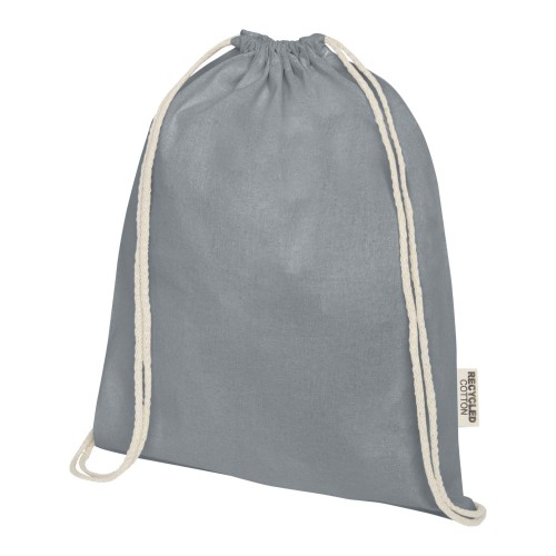 Oregon tas met trekkoord van 140 g/m² GRS gerecycled katoen, Grijs