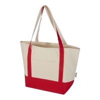 Sam 320 g/m² Tragetasche aus GRS recycelter Baumwolle. rot, natur