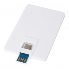 Duo slim USB station van 32 GB met Type-C en USB-A 3.0, Wit