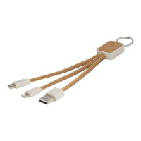 Bates wheat straw and cork 3-in-1 charging cable, Natural