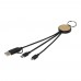 Tecta 6-in-1 Ladekabel mit Schlüsselring aus recyceltem Kunststoff und Bambus, schwarz Tecta 6-in-1 Ladekabel mit Schlüsselring aus recyceltem Kunststoff und Bambus, schwarz