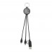 Tecta 6-in-1 Ladekabel mit Schlüsselring aus recyceltem Kunststoff und Bambus, schwarz Tecta 6-in-1 Ladekabel mit Schlüsselring aus recyceltem Kunststoff und Bambus, schwarz