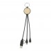 Tecta 6-in-1 Ladekabel mit Schlüsselring aus recyceltem Kunststoff und Bambus, schwarz Tecta 6-in-1 Ladekabel mit Schlüsselring aus recyceltem Kunststoff und Bambus, schwarz