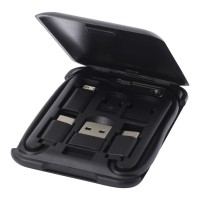 Savvy recycled plastic modular charging cable with phone holder, Black