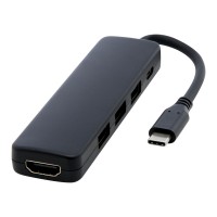 Loop Multimedia-Adapter aus recyceltem RCS Kunststoff USB 2.0-3.0 mit HDMI-Anschluss, schwarz