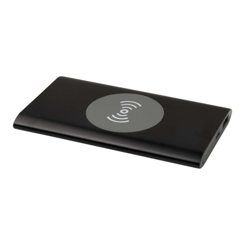 Juice type-C draadloze powerbank van 4000 mAh van gerecycled aluminium, Zwart