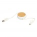 Chechia 100cm 5-in-1 Kabel aus recyceltem Kunststoff. einziehbar. für Datenübertragung und 45W Schnellladung mit Bambusdetails, weiss