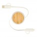 Chechia 100cm 5-in-1 Kabel aus recyceltem Kunststoff. einziehbar. für Datenübertragung und 45W Schnellladung mit Bambusdetails, weiss