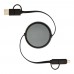 Alasia 100 cm 5-in-1 Kabel aus recyceltem Kunststoff und Aluminium. einziehbar. für Datenübertragung und mit 45W Schnellladung, schwarz
