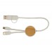 Chechia 5-in-1 30 cm datasynchronisatie- en 27 W snellaadkabel van gerecycled plastic met bamboe details, Wit