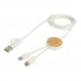 Chechia 150 cm 5-in-1 Kabel aus recyceltem Kunststoff für Datenübertragung und 27W Schnellladung mit Bambusdetails, weiss