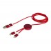 Alasia 5-in-1 150 cm datasynchronisatie- en 27 W snellaadkabel van gerecycled aluminium en plastic, Rood