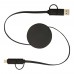 Citala 5-in-1 recycled plastic 90 cm retractable data sync and 40W fast charge cable, Black