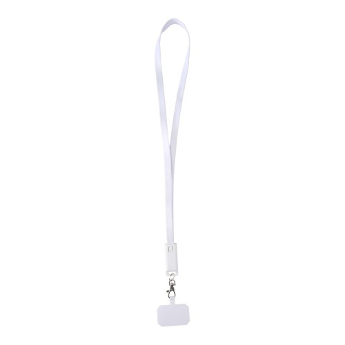 Franz 5 in 1 Lanyard Kabel aus recyceltem Kunststoff für Smartphones mit integrierter Datensynchronisierung und 65 W Schnellladefunktion, weiss