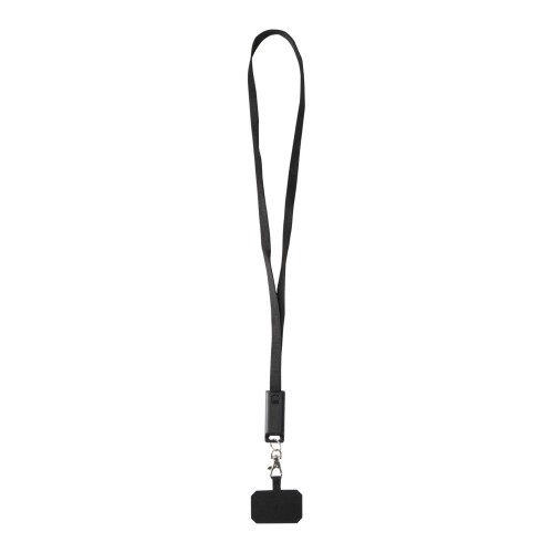 Franz 5 in 1 Lanyard Kabel aus recyceltem Kunststoff für Smartphones mit integrierter Datensynchronisierung und 65 W Schnellladefunktion, schwarz