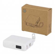 Acrux tabletpowerbank van 10.000 mAh 35 W met ingebouwde Type-C kabel van gerecycled plastic, Wit