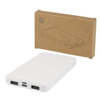 Intan powerbank van 10.000 mAh 10 W van gerecycled plastic, Wit
