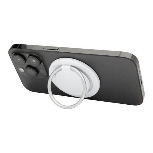 Albali magnetische telefoonhouder met ringstandaard van gerecycled plastic, Wit