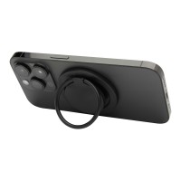 Albali magnetische telefoonhouder met ringstandaard van gerecycled plastic, Zwart