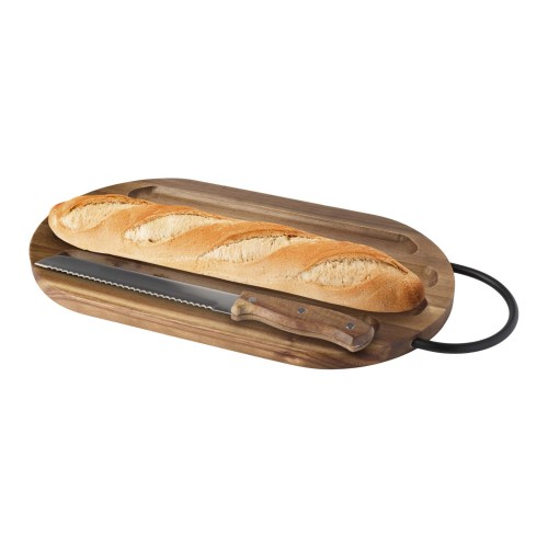 Prestige acacia wood chopping board with bread knife, Wood