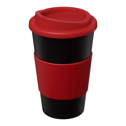 Americano® 350 ml geïsoleerde beker met grip. Zwart, Rood
