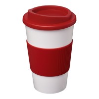 Americano® 350 ml geïsoleerde beker met grip. Wit, Rood