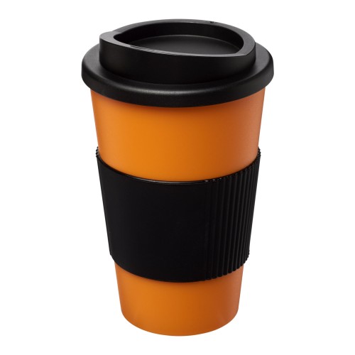 Americano® 350 ml insulated tumbler with grip. Orange, Black