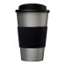 Americano® 350 ml Isolierbecher mit Schutzring. silber, schwarz Americano® 350 ml Isolierbecher mit Schutzring. silber, schwarz