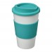 Americano® 350 ml Isolierbecher mit Schutzring. weiss, aquablau