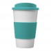 Americano® 350 ml Isolierbecher mit Schutzring. weiss, aquablau