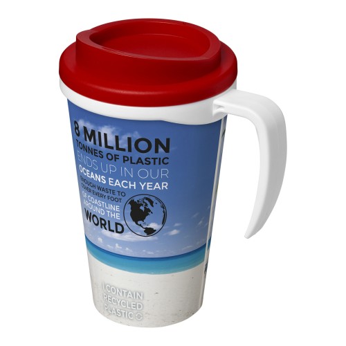 Brite-Americano® grande 350 ml insulated mug. White, Red
