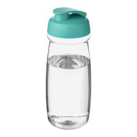 H2O Active® Pulse 600 ml Sportflasche mit Klappdeckel. transparent, aquablau