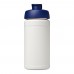 Baseline® Plus 500 ml Sportflasche mit Klappdeckel. weiss, blau