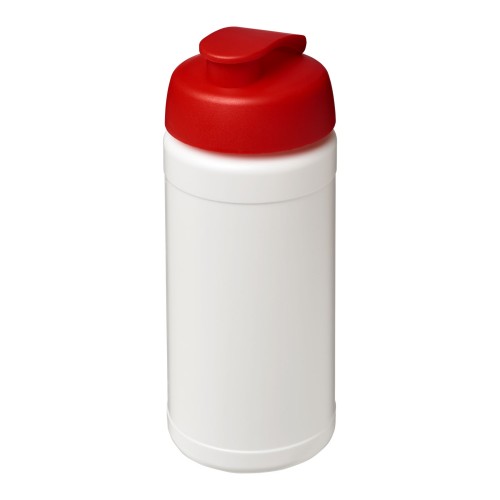 Baseline® Plus 500 ml Sportflasche mit Klappdeckel. weiss, rot