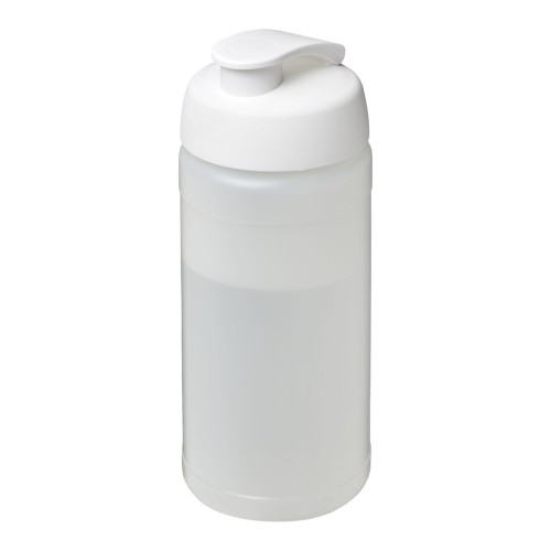 Baseline® Plus 500 ml Sportflasche mit Klappdeckel. transparent, weiss