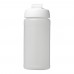 Baseline® Plus 500 ml Sportflasche mit Klappdeckel. transparent, weiss