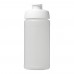 Baseline® Plus 500 ml Sportflasche mit Klappdeckel. transparent, weiss