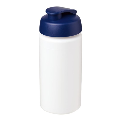 Baseline® Plus grip 500 ml Sportflasche mit Klappdeckel. weiss, blau