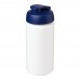 Baseline® Plus grip 500 ml Sportflasche mit Klappdeckel. weiss, blau