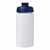 Baseline® Plus grip 500 ml Sportflasche mit Klappdeckel. weiss, blau