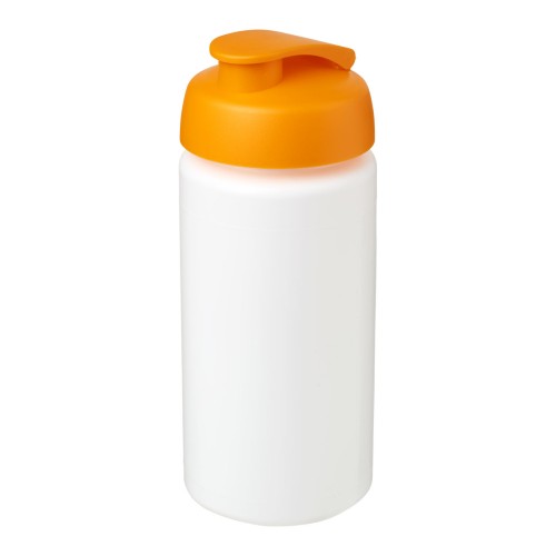Baseline® Plus grip 500 ml flip lid sport bottle. White, Orange