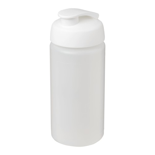 Baseline® Plus grip 500 ml Sportflasche mit Klappdeckel. transparent, weiss