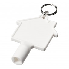 Maximilian huisvormige gerecyclede sleutelhanger voor hulpsleutel, Wit