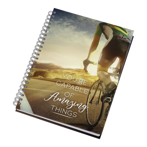 Desk-Mate® A5 ongedateerde agenda met harde kaft. Wit, Zwart