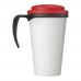 Brite-Americano® Grande 350 ml mug with spill-proof lid. Black, Red