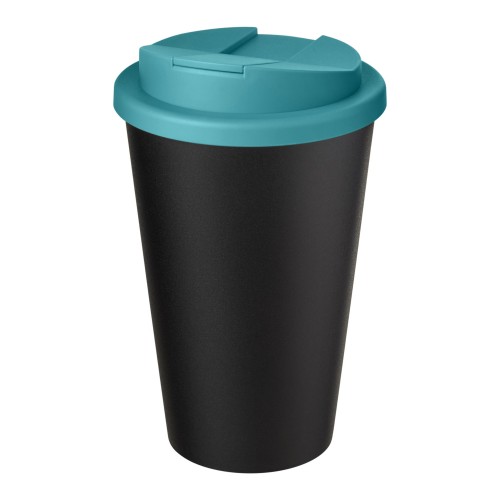 Americano® Eco 350 ml recycled tumbler with spill-proof lid. Aqua blue, Black