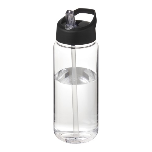 H2O Active® Octave Tritan™  600 ml sportfles met tuitdeksel. Transparant helder, Zwart