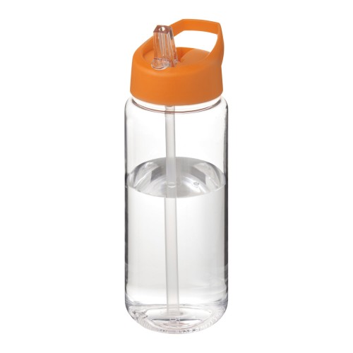 H2O Active® Octave Tritan™ 600 ml spout lid sport bottle. Transparent clear, Orange