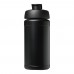 Baseline 500 ml gerecyclede drinkfles met klapdeksel. Zwart, Zwart