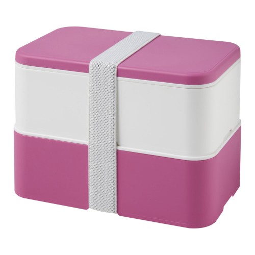 MIYO 700+700 ml double layer lunch box. Pink. White, White